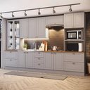 Ver imagem 1 de Cozinha Modulada 343cm 6 Peças 12 Portas 7 Gavetas Americana Henn - Cinza/nature