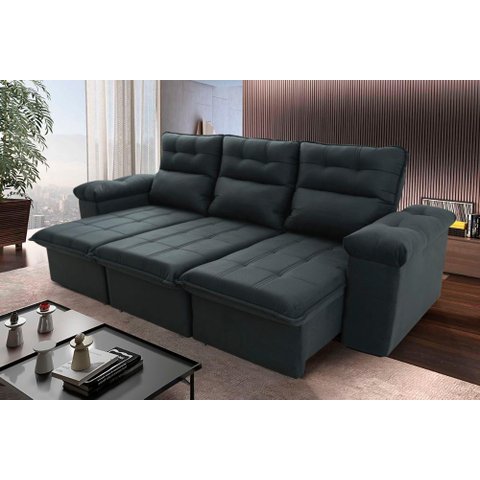 Sofá Retrátil/reclinável Verona 2,30m Cinza Lunar C/ Molas no Assento - King House