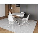 Ver imagem 1 de Mesa Industrial Base Ferro Branco em V Tampo 90x90 Branco 4 Cadeiras Eames Ferro Assento Branco