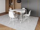 Ver imagem 1 de Mesa Industrial Base Ferro Branco em V Tampo 90x90 Branco 4 Cadeiras Eames Ferro Assento Branco