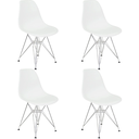 Ver imagem 6 de Mesa Industrial Base Ferro Branco em V Tampo 90x90 Branco 4 Cadeiras Eames Ferro Assento Branco