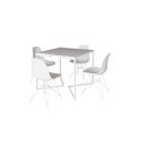 Ver imagem 2 de Mesa Industrial Base Ferro Branco em V Tampo 90x90 Branco 4 Cadeiras Eames Ferro Assento Branco