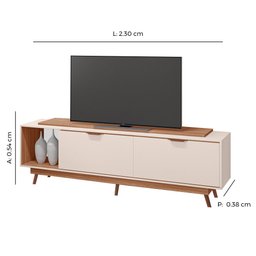 Rack Tuboarte Poliana 100% em MDF 2 portas e pés retrô - 3