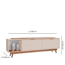 Rack Tuboarte Poliana 100% em MDF 2 portas e pés retrô - 2