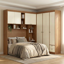 Ver imagem 1 de Guarda-Roupa Casal Modulado com Cabeceira e Módulo Aéreo 7 Portas 4 Gavetas Lugano Bege/Jatobá/Areia