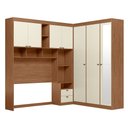 Ver imagem 3 de Guarda Roupa Casal Modulado com Espelho e Cabeceira 7 Portas 4 Gavetas Lugano Bege/Jatobá/Areia