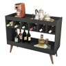 Aparador Retrô Bar Royal Luxo com 6 Adega Preto - Lh Móveis - 5