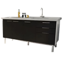 Ver imagem 1 de Gabinete de Cozinha 174cm Armário Pia 3 Gavetas e 3 Portas:preto