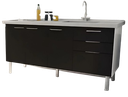 Ver imagem 1 de Gabinete de Cozinha 174cm Armário Pia 3 Gavetas e 3 Portas:preto
