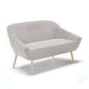 Ver imagem 3 de Kit 01 Namoradeira 02 Lugares e 01 Poltrona Giovana Veludo Cinza Pés Palito Natural - D’Rossi