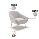 Ver imagem 6 de Kit 01 Namoradeira 02 Lugares e 01 Poltrona Giovana Veludo Cinza Pés Palito Natural - D’Rossi