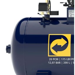 Compressor Ar Pressure Super AR 20/200V 175 PSI 200 Litros Motor 5HP Trifasico - 220v - 2