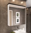 Ver imagem 1 de Armário de Banheiro 80cm 02 Portas com Espelho Ref 801 - Branco/Portoro
