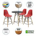 Ver imagem 6 de Conjunto Mesa Bistrô Eames Eiffel Preta Com 3 Banquetas Vermelhas De Madeira - Cor: Preto