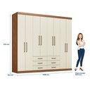 Ver imagem 4 de Guarda Roupa Casal 8 Portas e 6 Gavetas Master Bege/Jatobá/Areia