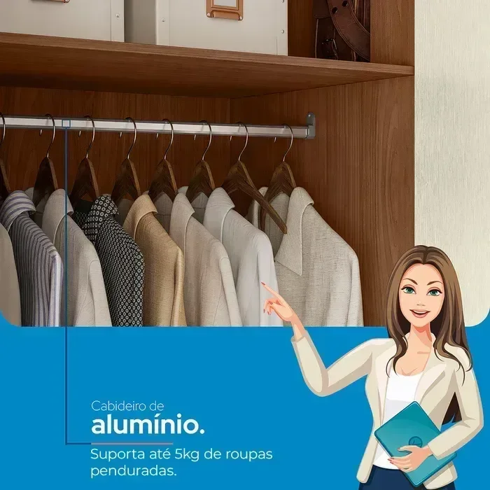 Ver mais imagens de Guarda-roupa Casal com Espelhos e Pés 8 Portas 6 Gavetas Liverpool