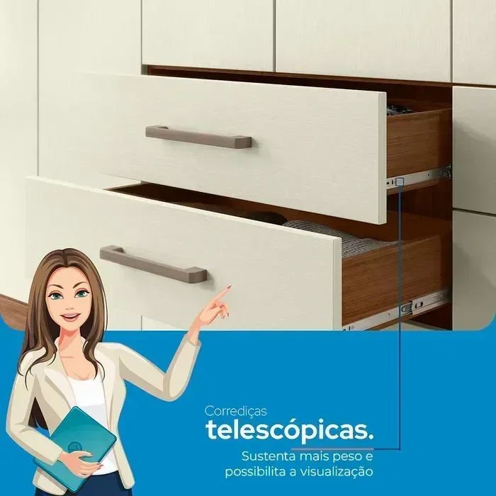 Ver imagem 7 de Guarda-roupa Casal com Espelhos e Pés 8 Portas 6 Gavetas Liverpool