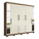 Ver imagem 3 de Guarda-Roupa Casal com Espelhos e Pés 8 Portas 6 Gavetas Liverpool Bege/Jatobá/Areia
