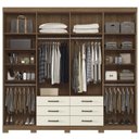 Ver imagem 5 de Guarda-Roupa Casal com Espelhos e Pés 8 Portas 6 Gavetas Liverpool Bege/Jatobá/Areia