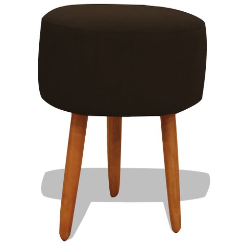 Puff Banqueta Decorativo Redondo para Sala Pé Palito 50 Cm Altura Marrom Eli Móveis