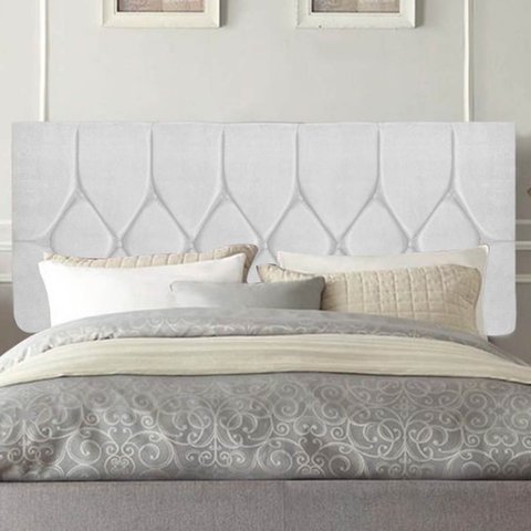 Painel Estofado Luxo Capitonê Istambul 140cm Casal para Cama Box Corino Branco - Gat Magazine
