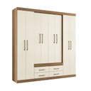 Ver imagem 4 de Guarda-Roupa Casal 8 Portas 4 Gavetas Nápoles Bege/Jatobá/Areia