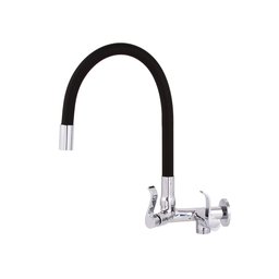 Torneira Cozinha Flexivel Parede com Saida para Maquina de Lavar Louça e Roupa Preto Samer - 1