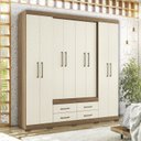 Ver imagem 1 de Guarda-Roupa Casal 8 Portas 4 Gavetas Nápoles com Pés Bege/Jatobá/Areia