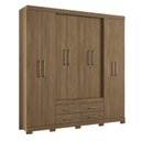 Ver imagem 4 de Guarda-Roupa Casal 8 Portas 4 Gavetas Nápoles com Pés Marrom/Jatoba