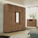 Ver imagem 1 de Guarda-Roupa Londres Capelinha 13 Portas e 07 Gavetas Marrom/Jatoba