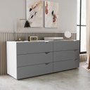 Ver imagem 1 de Cômoda Porto com 6 Gavetas 150x63cm Branco/Cinza 240821