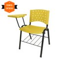 Ver imagem 4 de Cadeira Universitária Prancheta Plástica com Porta Livros - Cor Amarelo - Realplast - 32021