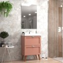 Ver imagem 1 de Gabinete para Banheiro com Cuba e Espelho 60cm Retro Mdf Rosa Milano - On Móveis