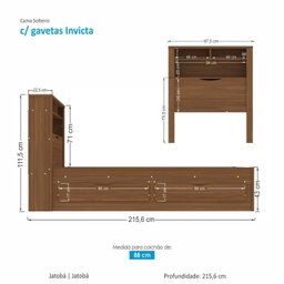 Cama de Solteiro Invicta com 2 Gavetas - 3