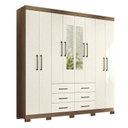 Ver imagem 4 de Guarda-Roupa Casal 8 Portas 6 Gavetas Liverpool com Espelhos e Pés Bege/Jatobá/Areia