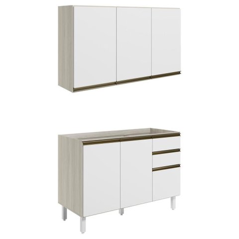 Armario Aereo Balcao Pia 120 Cm Mdf Kali Bianco