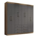 Ver imagem 4 de Guarda-Roupa Casal 8 Portas 6 Gavetas Liverpool Cinza/Jatobá/Grafite