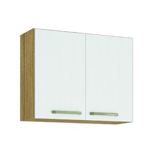 Armário de Cozinha e Lavanderia Aéreo 2 Portas Suspenso Madeirado / Branco Ametista Kitsparana