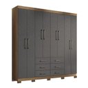 Ver imagem 4 de Guarda-Roupa Casal 8 Portas 6 Gavetas Liverpool com Pés Cinza/Jatobá/Grafite