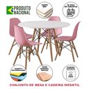 Ver imagem 2 de Conjunto Infatil Eames Eiffel Madeira Tampo 68cm Redondo Branco 4 Cadeiras Rosa