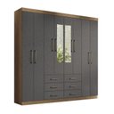 Ver imagem 4 de Guarda-Roupa Casal 8 Portas 6 Gavetas Liverpool com Espelhos Cinza/Jatobá/Grafite