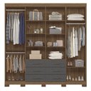Ver imagem 4 de Guarda-Roupa Casal com Espelhos e Pés 8 Portas 6 Gavetas Liverpool Cinza/Jatobá/Grafite