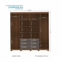 Ver imagem 5 de Guarda-Roupa Casal com Espelhos e Pés 8 Portas 6 Gavetas Liverpool Cinza/Jatobá/Grafite