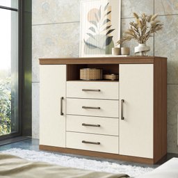 Cômoda para Quarto 2 Portas 4 Gavetas 1 Nicho Master - 2
