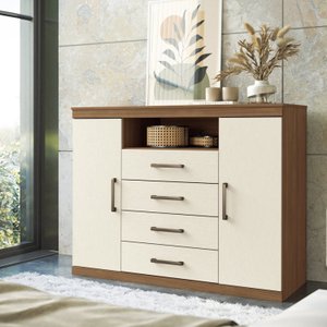 Cômoda para Quarto 2 Portas 4 Gavetas 1 Nicho Master