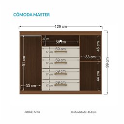 Cômoda para Quarto 2 Portas 4 Gavetas 1 Nicho Master - 4