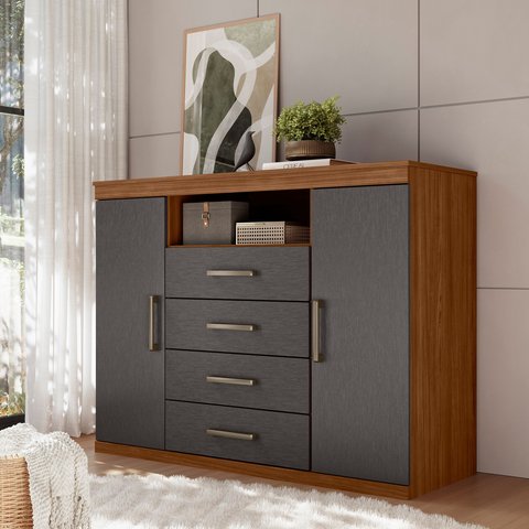 Cômoda para Quarto 2 Portas 4 Gavetas 1 Nicho Master