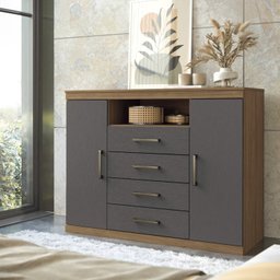 Cômoda para Quarto 2 Portas 4 Gavetas 1 Nicho Master - 2