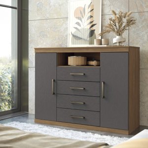 Cômoda para Quarto 2 Portas 4 Gavetas 1 Nicho Master