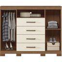 Ver imagem 5 de Cômoda para Quarto 2 Portas 4 Gavetas 1 Nicho Master com Pés Bege/Jatobá/Areia